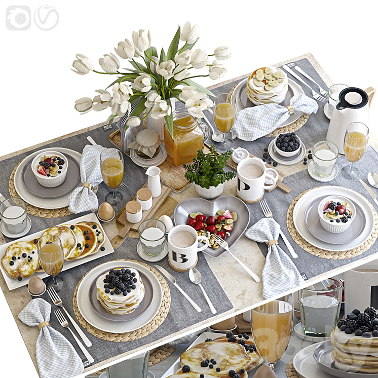 Table setting 38. Breakfast – 5 3DS Max - thumbnail 1