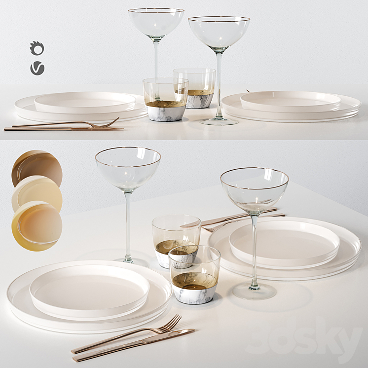 Table setting 9d 3DS Max Model - thumbnail 1