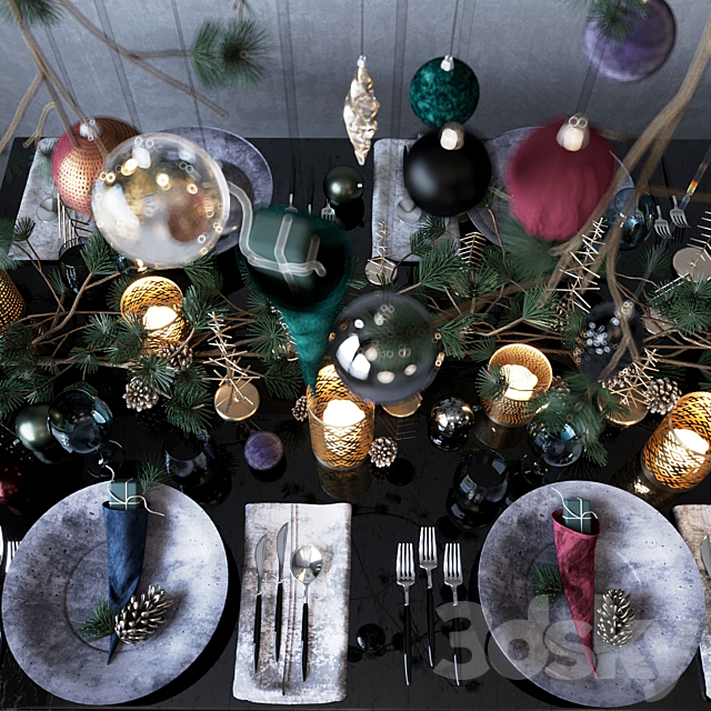 Table setting “Dark Christmas” 3ds Max - thumbnail 2