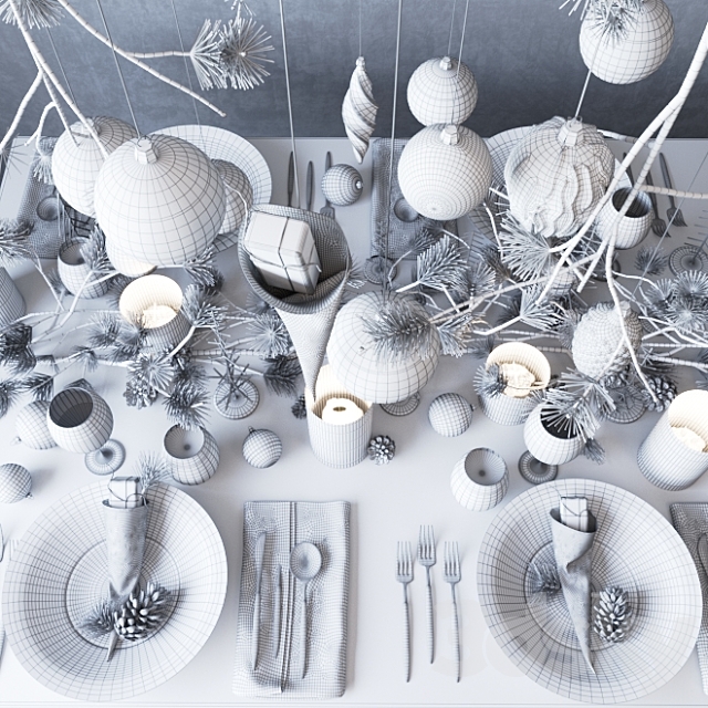 Table setting “Dark Christmas” 3ds Max - thumbnail 3