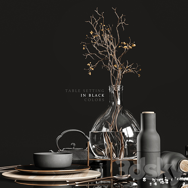 Table setting in black colors 2 3DSMax File - thumbnail 2