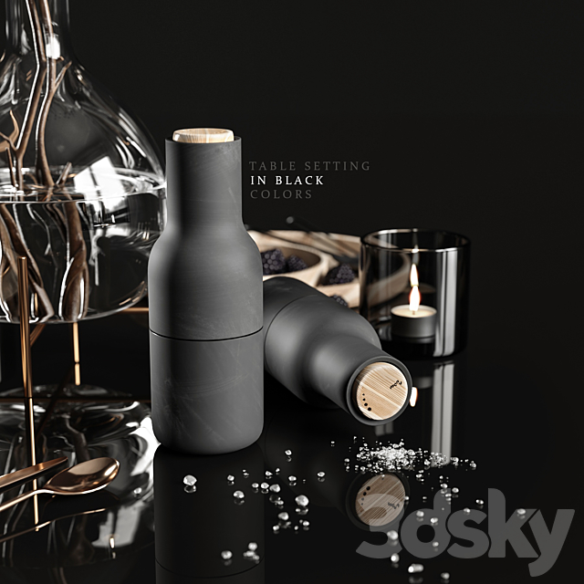 Table setting in black colors 2 3DSMax File - thumbnail 3