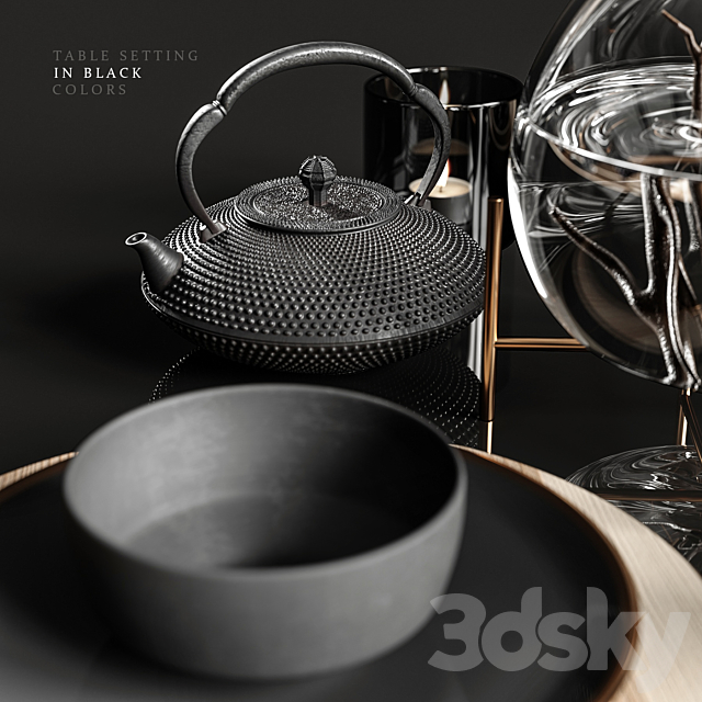 Table setting in black colors 2 3DSMax File - thumbnail 4