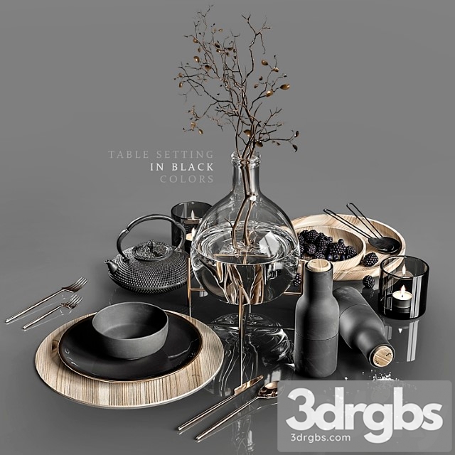 Table Setting In Black Colors 2 4 3dsmax Download - thumbnail 1