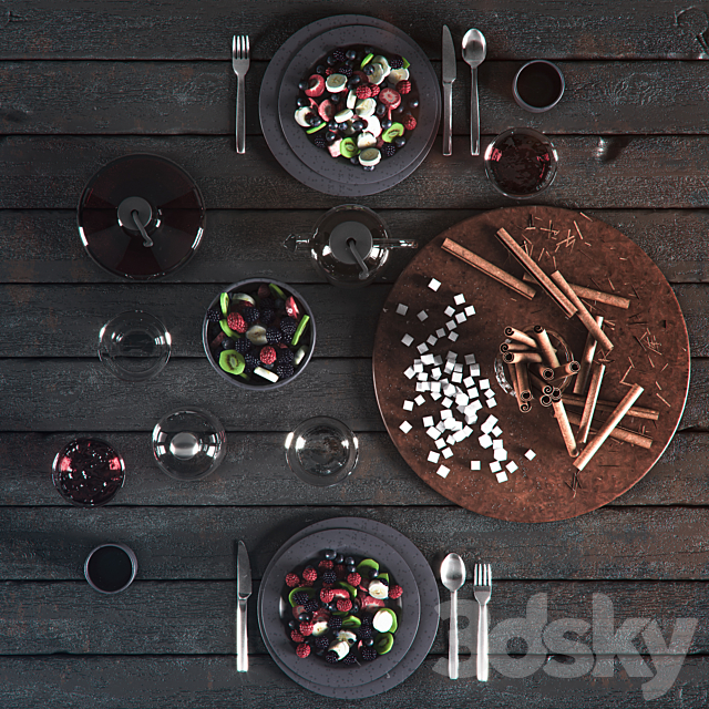 Table setting in black colors 3DSMax File - thumbnail 1