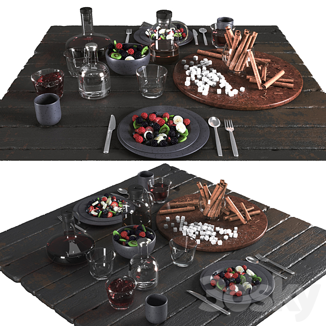 Table setting in black colors 3DSMax File - thumbnail 2