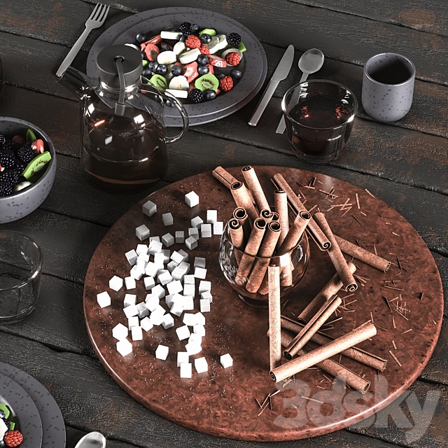 Table setting in black colors 3DSMax File - thumbnail 4