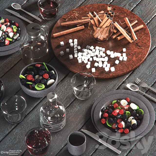 Table setting in black colors 3DSMax File - thumbnail 5