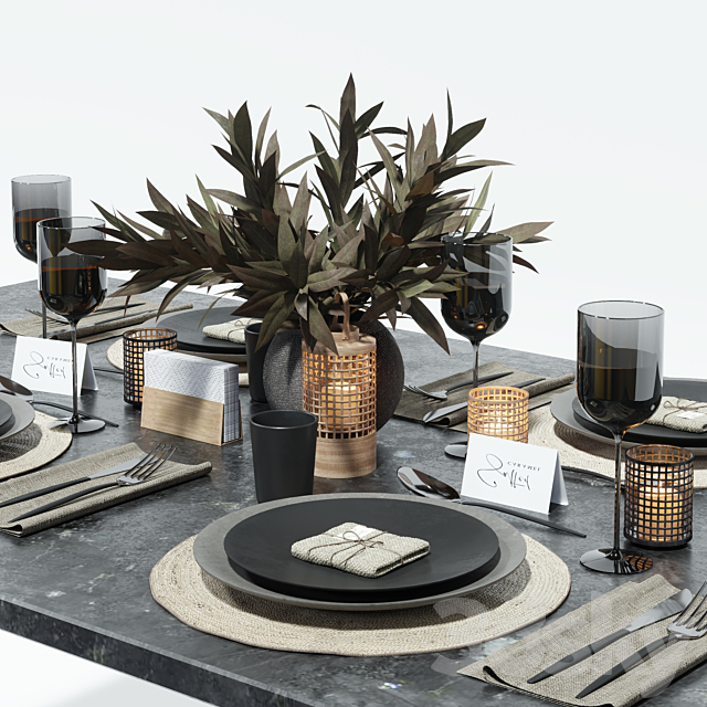 Table setting in dark colors 3DSMax File - thumbnail 3