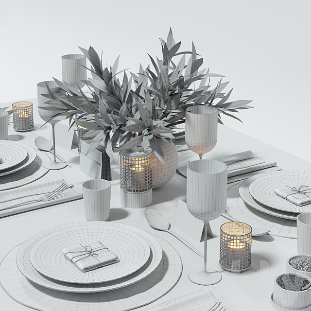 Table setting in dark colors 3DSMax File - thumbnail 4