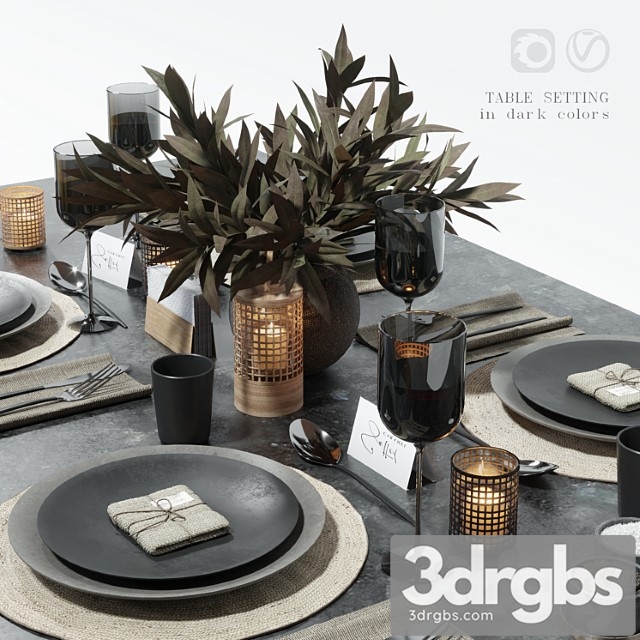 Table setting in dark colors - thumbnail 1