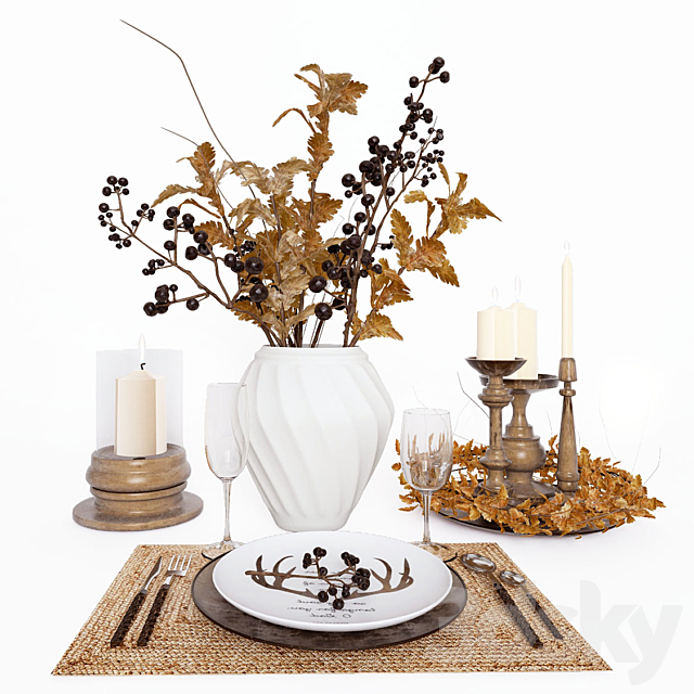 Table setting in ethnic style. 3ds Max - thumbnail 1