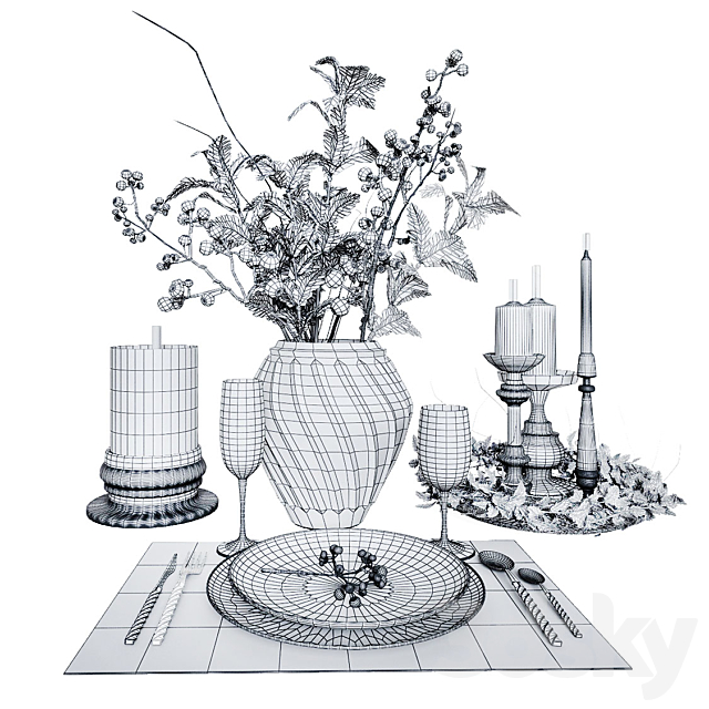 Table setting in ethnic style. 3ds Max - thumbnail 3