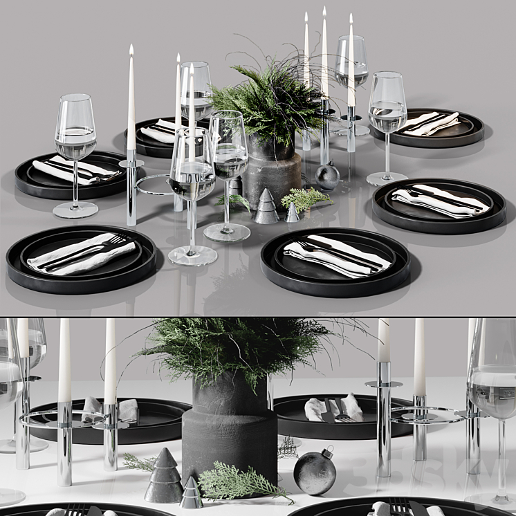 Table setting in Scandinavian style 3DS Max Model - thumbnail 1