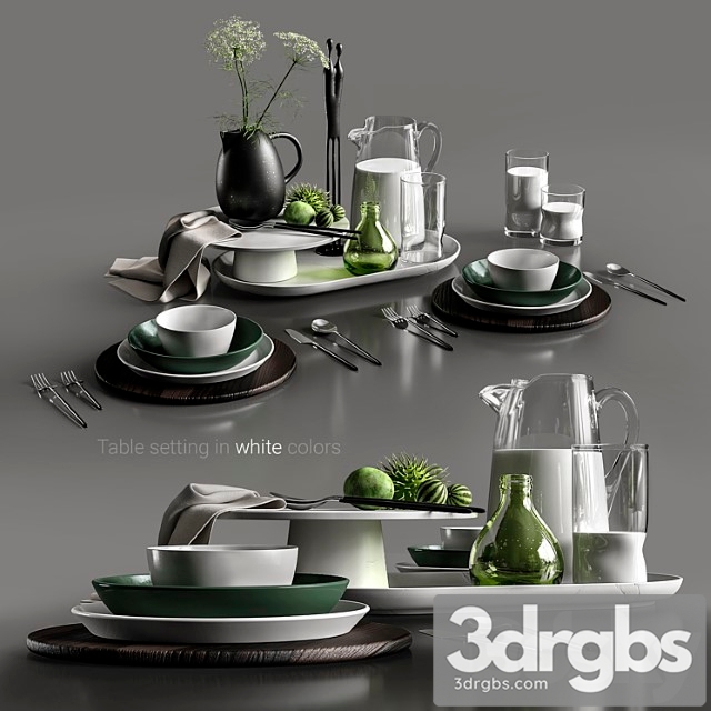 Table Setting In White Colors 3dsmax Download - thumbnail 1