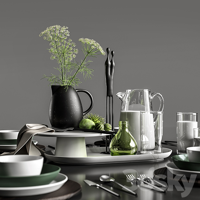 Table setting in white colors 3DSMax File - thumbnail 2