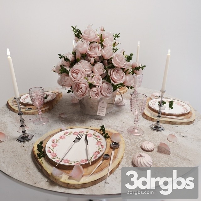 Table Setting Roses 3dsmax Download - thumbnail 1