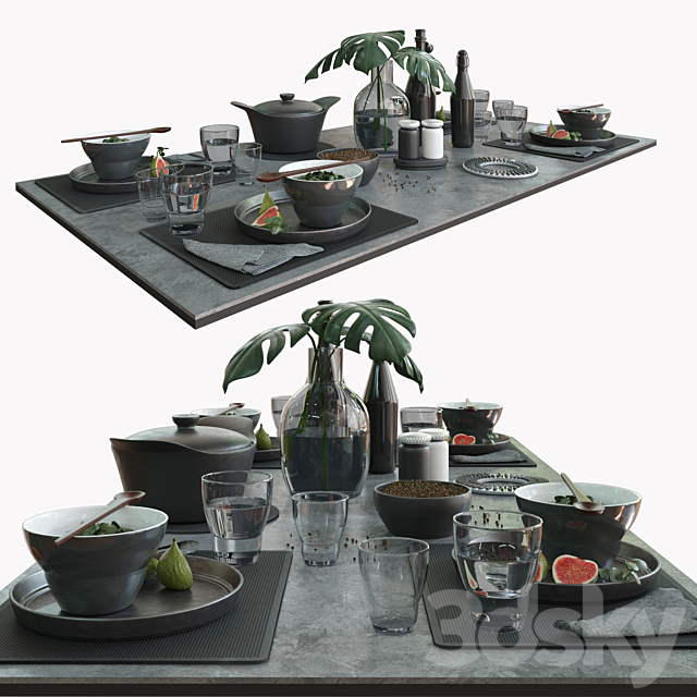 Table setting vipp dark 3DSMax File - thumbnail 1