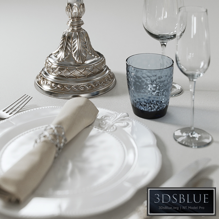 table setting with candlestick 3DS Max - thumbnail 3