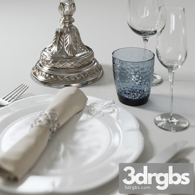 Table Setting With Candlestick 3dsmax Download - thumbnail 1