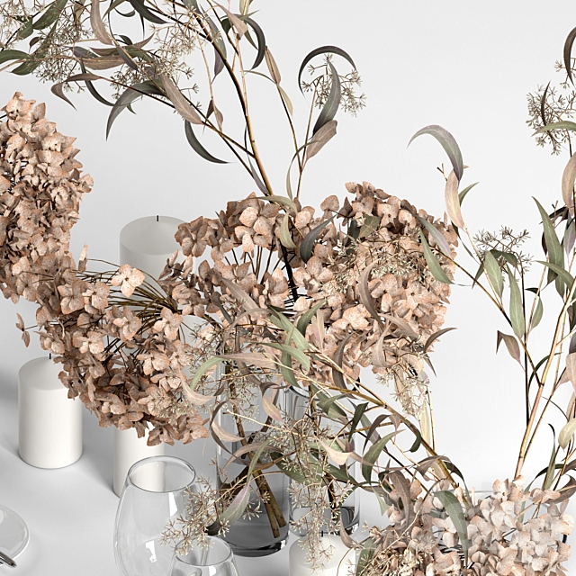 Table setting with dry plants 3DS Max Model - thumbnail 2