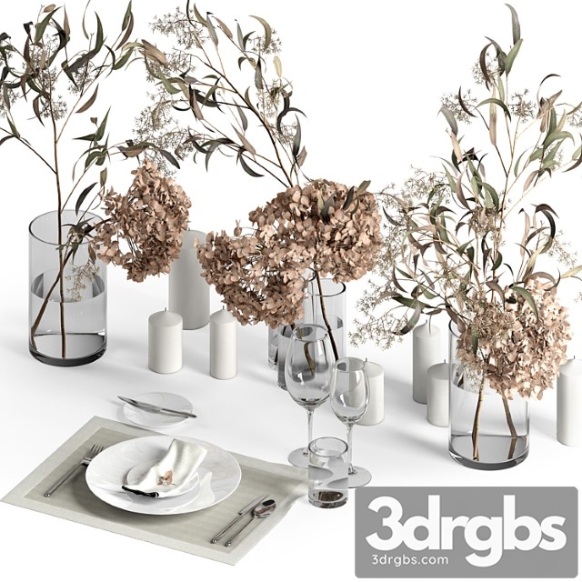 Table Setting With Dry Plants 3dsmax Download - thumbnail 1