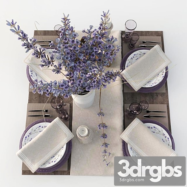 Table setting with lavender 3dsmax Download - thumbnail 1