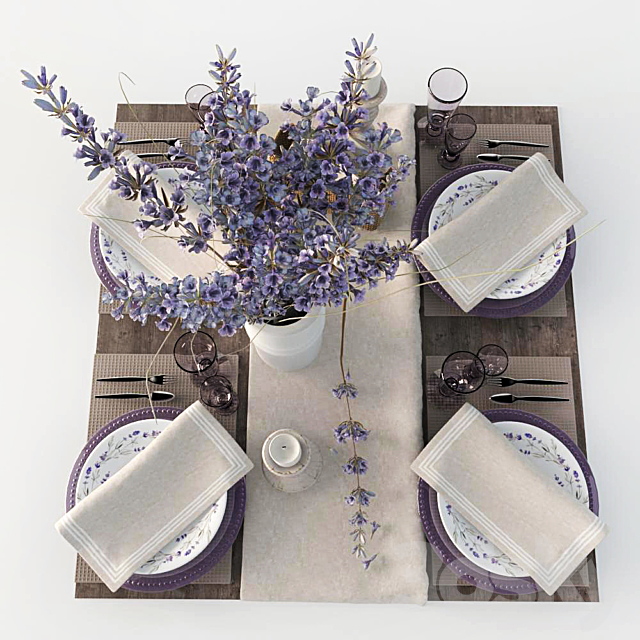 Table setting with lavender 3DSMax File - thumbnail 1