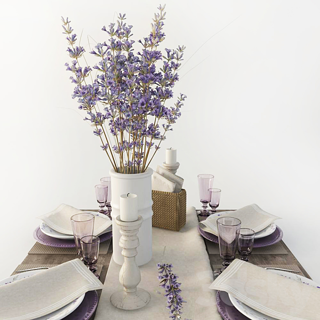 Table setting with lavender 3DSMax File - thumbnail 2
