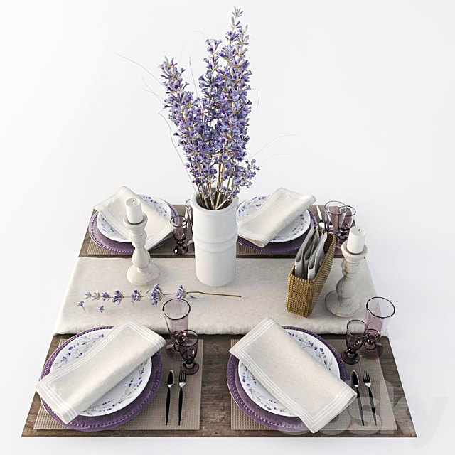 Table setting with lavender 3DSMax File - thumbnail 3