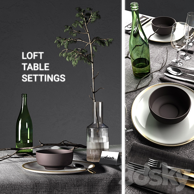 Table settings loft 3DSMax File - thumbnail 1