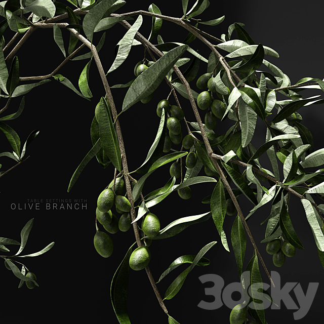 Table settings with olive branch 3DSMax File - thumbnail 2