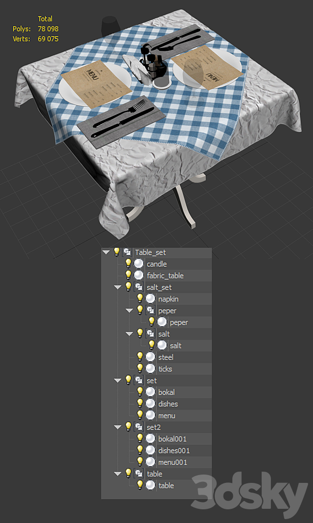 Table with serving for cafes. restaurants 3DSMax File - thumbnail 3