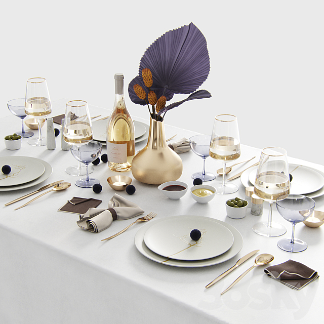 Tablesetting with Protea and palm 3DSMax File - thumbnail 1