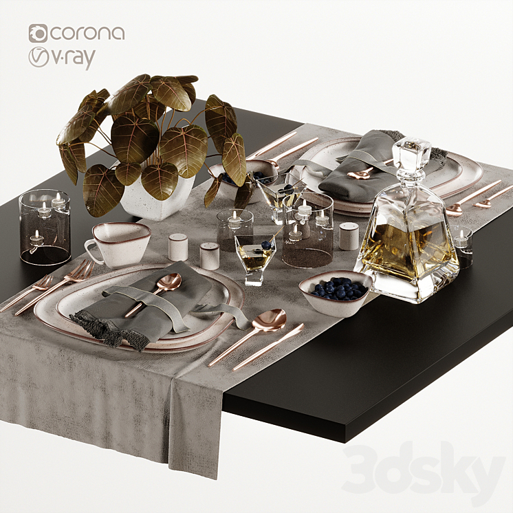 Tableware-6-Diamond-Set 3DS Max Model - thumbnail 1