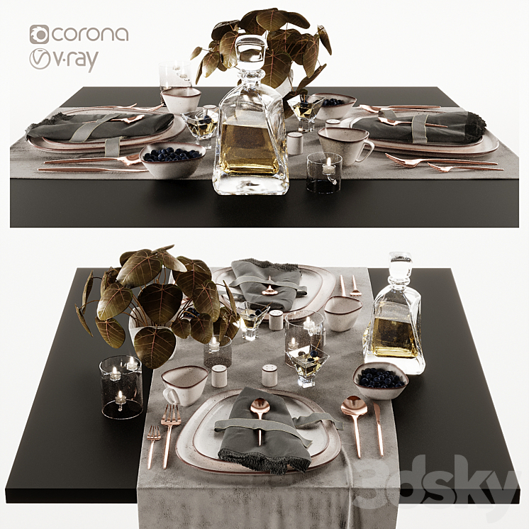 Tableware-6-Diamond-Set 3DS Max Model - thumbnail 2