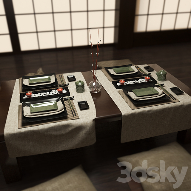 Tableware Japanese style 3DS Max Model - thumbnail 2