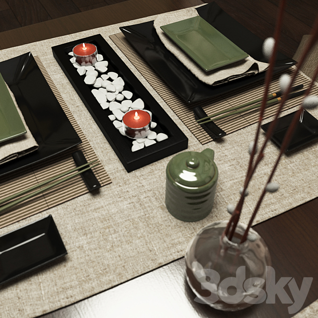 Tableware Japanese style 3DS Max Model - thumbnail 3