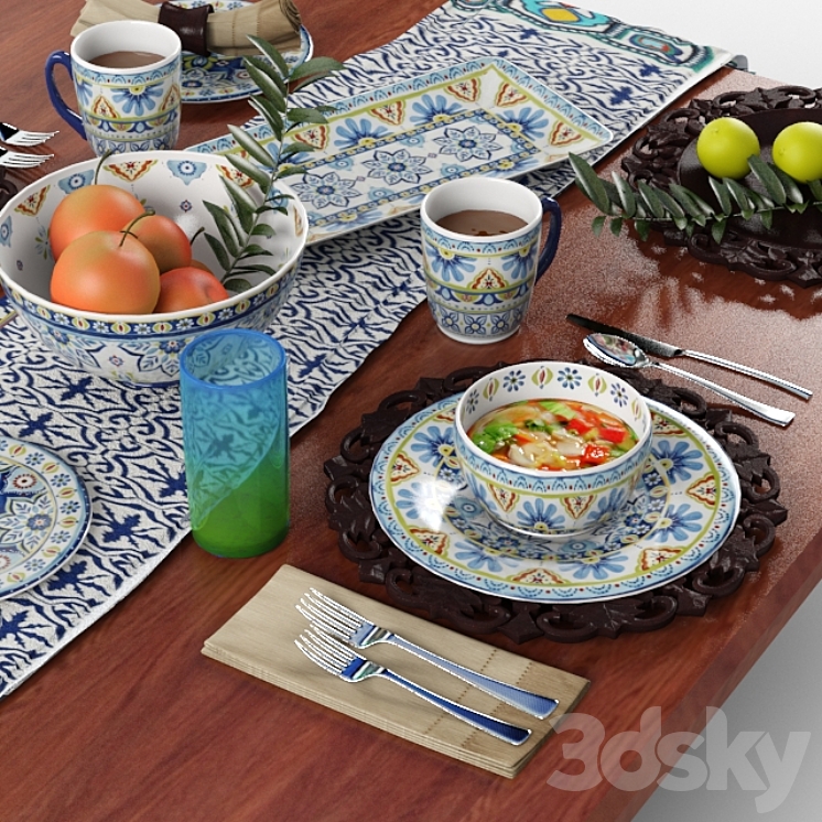 Tableware Mediterranean Mix 3DS Max - thumbnail 1