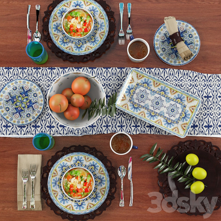 Tableware Mediterranean Mix 3DS Max - thumbnail 2