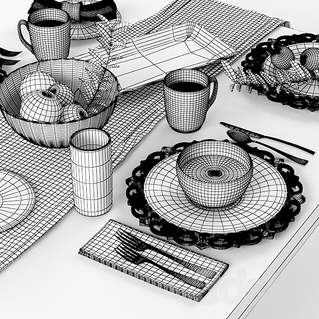 Tableware Mediterranean Mix 3DS Max Model - thumbnail 3