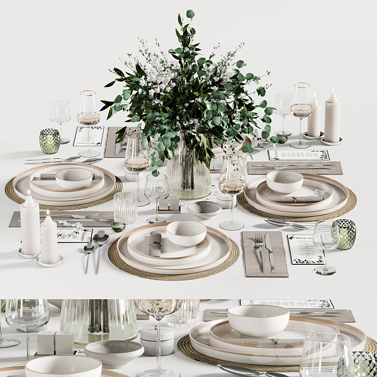 Tableware set 18 3DS Max Model - thumbnail 2