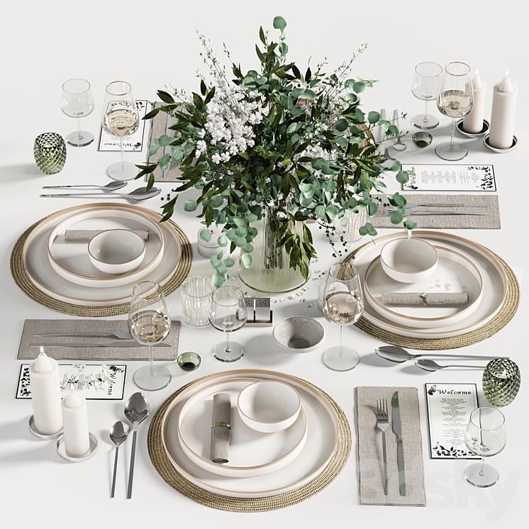 Tableware set 18 3DS Max Model - thumbnail 3