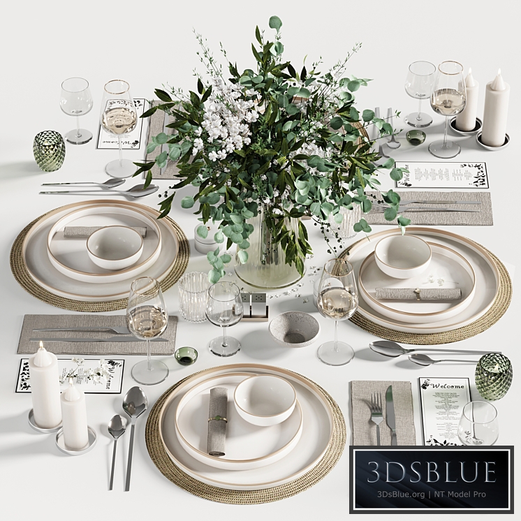 Tableware set 18 3DS Max - thumbnail 3