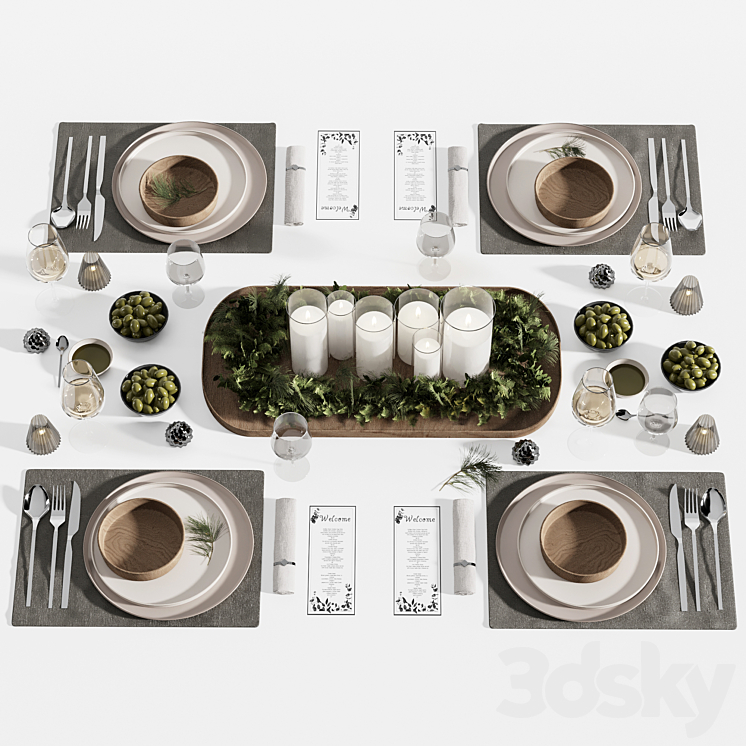 tableware set3 3DS Max - thumbnail 1