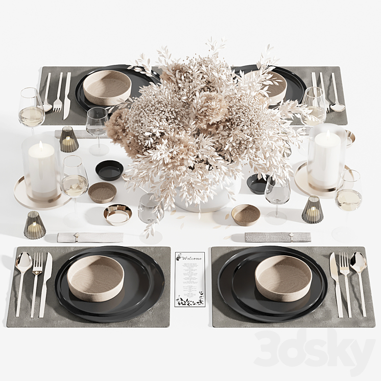 tableware set7 3DS Max Model - thumbnail 1