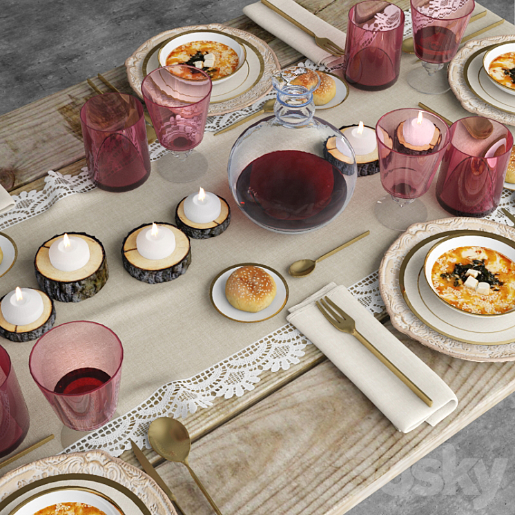 Tableware Shabby chic 3DS Max - thumbnail 1