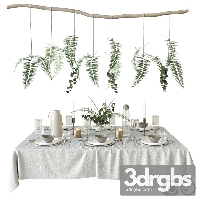 Tableware With Fern 3dsmax Download - thumbnail 1