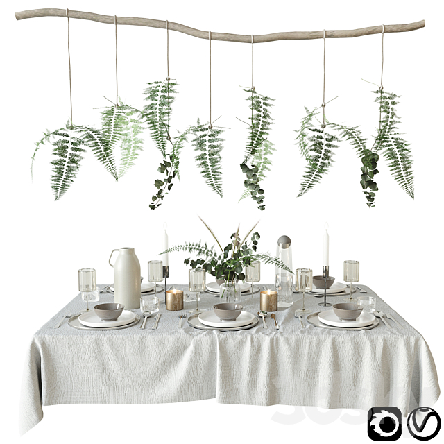 Tableware with fern 3DSMax File - thumbnail 1