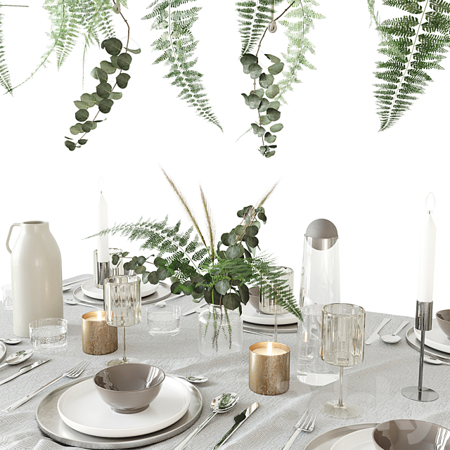 Tableware with fern 3DSMax File - thumbnail 2